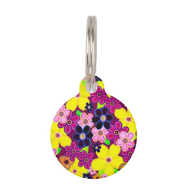 Helle Abstrakte Blume Art Haustiermarke (Vorderseite)