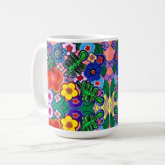 Helle Abstrakte Blume Art Kaffee Tasse (Vorderseite Links)
