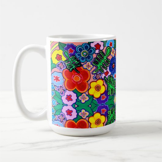 Helle Abstrakte Blume Art Kaffee Tasse (Links)