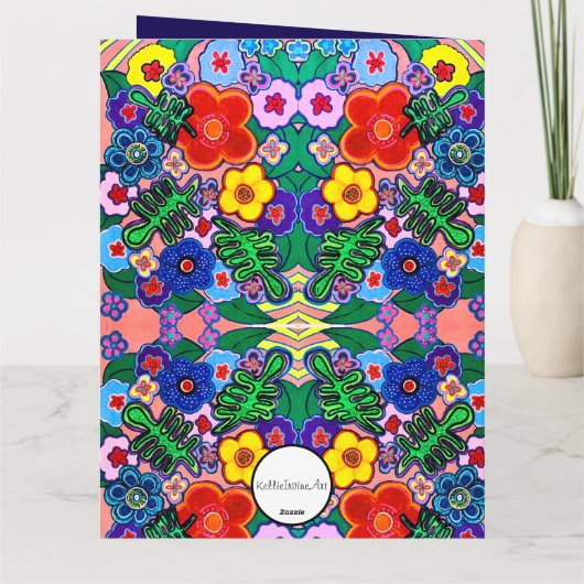 Helle Abstrakte Blume Art Karte (Rückseite)