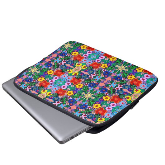 Helle Abstrakte Blume Art Laptopschutzhülle (Vorne Knopf)