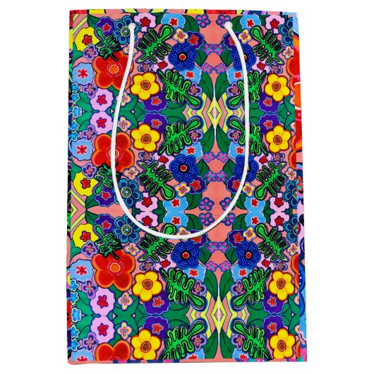 Helle Abstrakte Blume Art Mittlere Geschenktüte (Vorderseite)