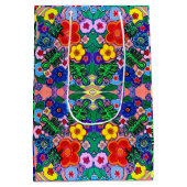 Helle Abstrakte Blume Art Mittlere Geschenktüte (Rückseite)