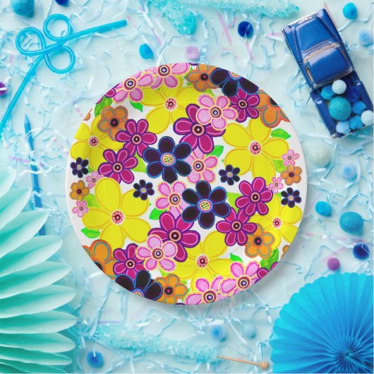 Helle Abstrakte Blume Art Pappteller (Party)
