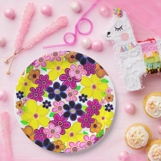 Helle Abstrakte Blume Art Pappteller (Party)