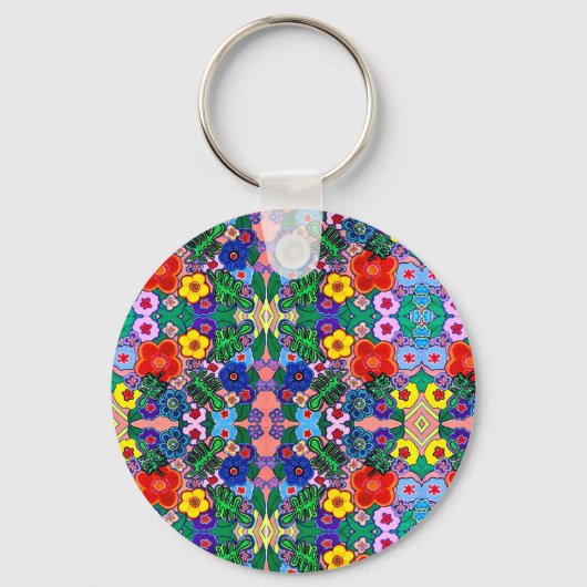 Helle Abstrakte Blume Art Schlüsselanhänger (Vorderseite)