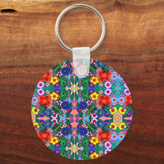 Helle Abstrakte Blume Art Schlüsselanhänger (Vorderseite)