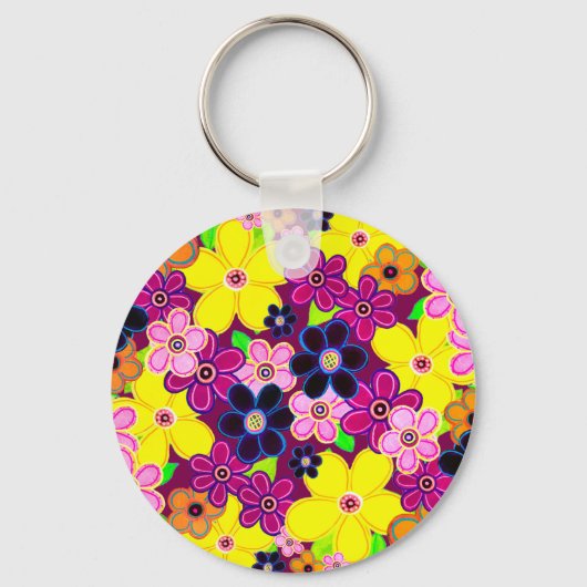 Helle Abstrakte Blume Art Schlüsselanhänger (Vorderseite)