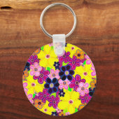 Helle Abstrakte Blume Art Schlüsselanhänger (Rückseite)