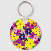 Helle Abstrakte Blume Art Schlüsselanhänger (Rückseite)