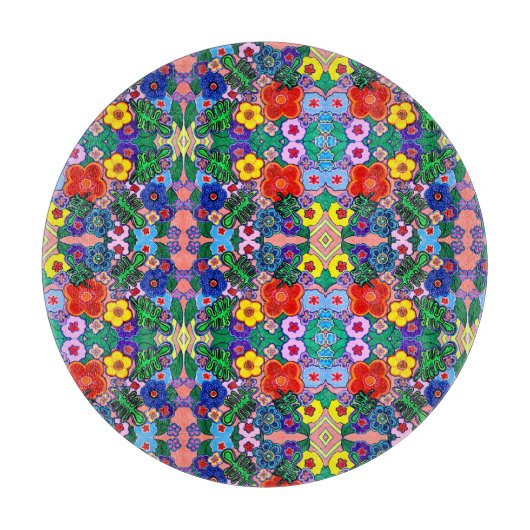 Helle Abstrakte Blume Art Schneidebrett (Vorderseite)