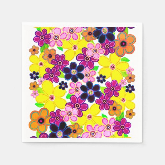 Helle Abstrakte Blume Art Serviette (Vorderseite)