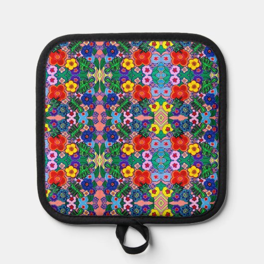 Helle Abstrakte Blume Art Topflappen (Vorderseite)