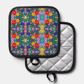 Helle Abstrakte Blume Art Topflappen (Vorderseite/Rückseite)