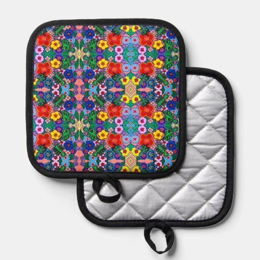 Helle Abstrakte Blume Art Topflappen (Vorderseite/Rückseite)