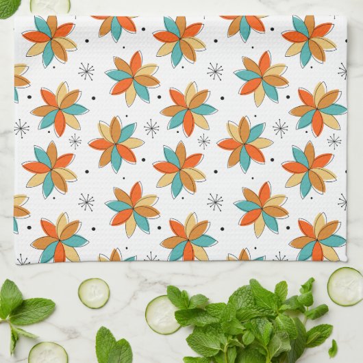 Helle Abstrakte Blume im Mittelalter Geschirrtuch (Gefaltet)