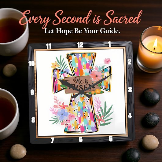 Helle Abstrakte Blüte Er ist Risskreuz. Quadratische Wanduhr