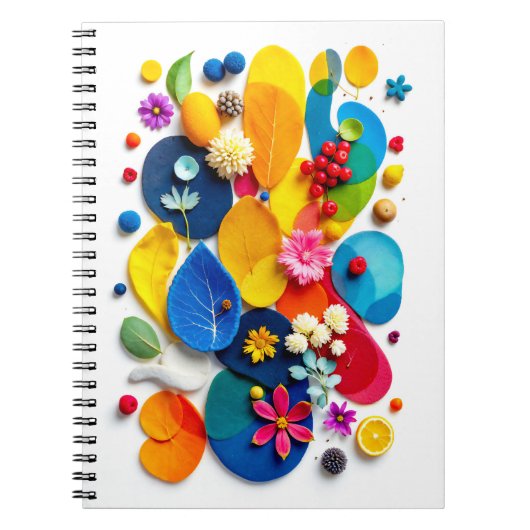 Helle abstrakte florale Mixed-Media-Collage Notizblock (Vorderseite)