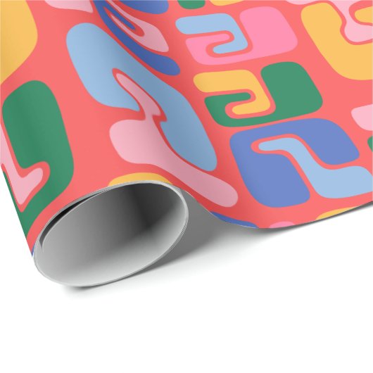 Helle, Abstrakte Formen in Gelbblau Geschenkpapier (Rolleneckpunkt)