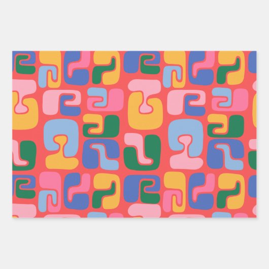 Helle, Abstrakte Formen in Gelbblau Geschenkpapier Set (Vorderseite 3)