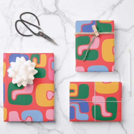 Helle, Abstrakte Formen in Gelbblau Geschenkpapier Set (Vorderseite)