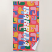 Helle Abstrakte Formen Personalisierter Name Strandtuch (Vorderseite)