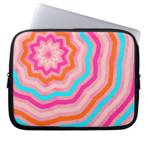 Helle Abstrakte Fun-Blume in Orange Pink Aquamarin Laptopschutzhülle