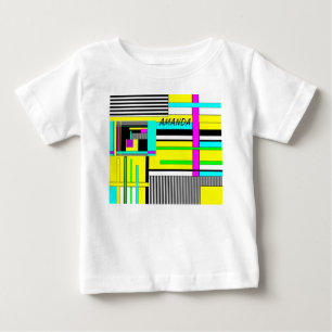 Helle abstrakte geometrische Neonmuster werfen Säu Baby T-shirt