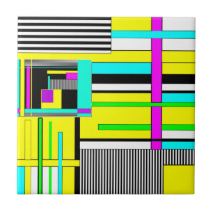 Helle abstrakte geometrische Neonmuster werfen Säu Fliese