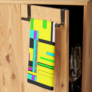 Helle abstrakte geometrische Neonmuster werfen Säu Geschirrtuch