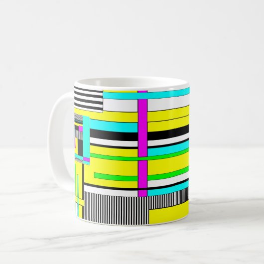 Helle abstrakte geometrische Neonmuster werfen Säu Kaffeetasse (Vorderseite Links)