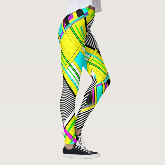 Helle abstrakte geometrische Neonmuster werfen Säu Leggings (Rechts)