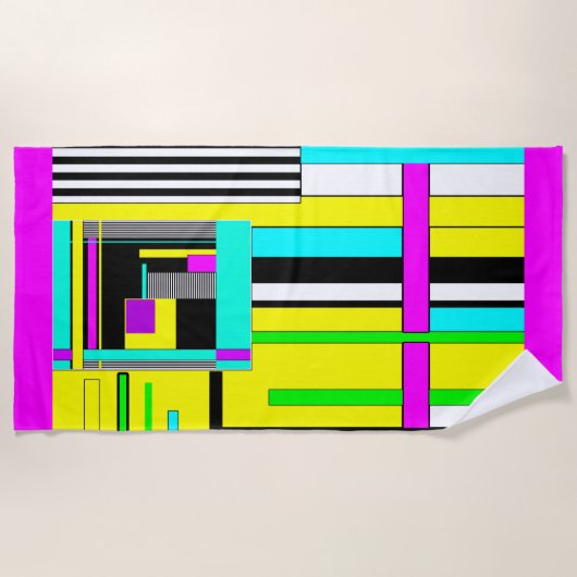 Helle abstrakte geometrische Neonmuster werfen Säu Strandtuch (Vorderseite)