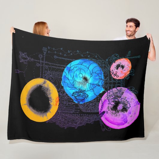 Helle Abstrakte Kunst erweitert Multiversum Fleecedecke (Beispiel)