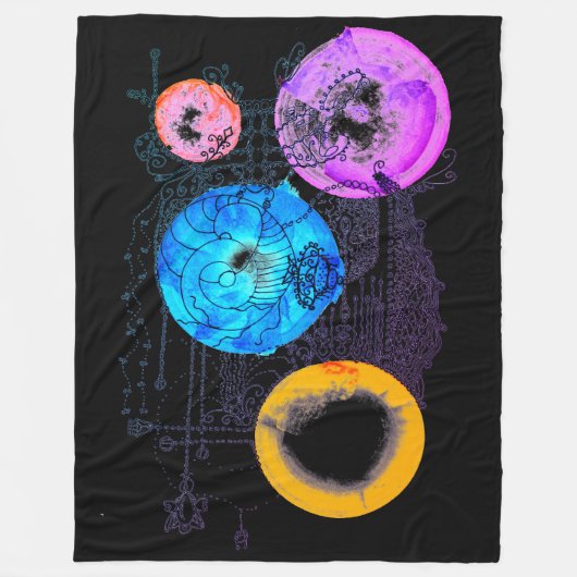 Helle Abstrakte Kunst erweitert Multiversum Fleecedecke (Vorderseite)