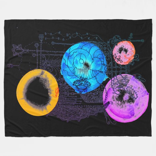 Helle Abstrakte Kunst erweitert Multiversum Fleecedecke (Vorderseite (Horizontal))