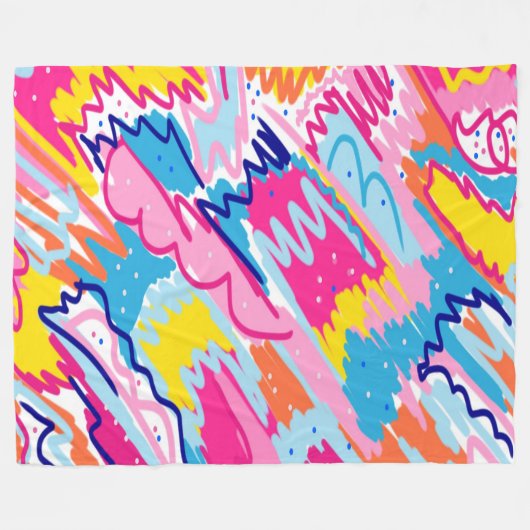 Helle Abstrakte Kunst Fleecedecke (Vorderseite (Horizontal))