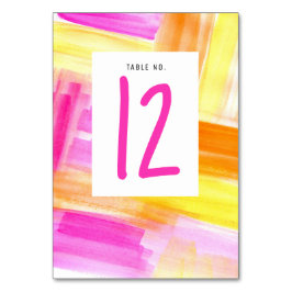 Helle abstrakte Kunst Rosa Gelbe Foto Hochzeit Tischnummer