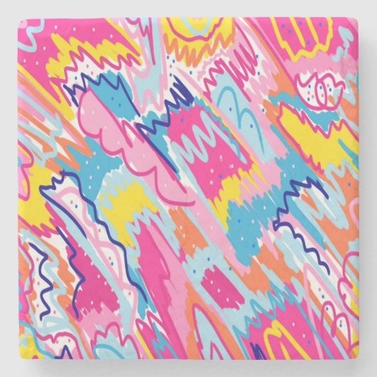 Helle Abstrakte Kunst Steinuntersetzer (Vorderseite)