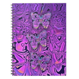 Helle Abstrakte Lila Schmetterlinge Kunst Notizblock