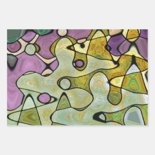 Helle, abstrakte, Mod, fröhliche, farbenfrohe Krei Geschenkpapier Set