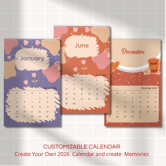 Helle abstrakte Pastellblumen Kalender