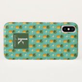 Helle Ananas auf geometrischem Monogramm des Case-Mate iPhone Hülle (Rückseite (Horizontal))