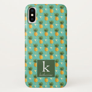 Helle Ananas auf geometrischem Monogramm des iPhone X Hülle