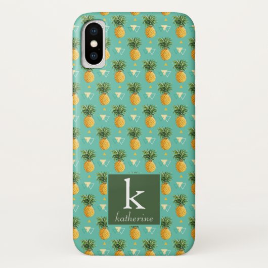 Helle Ananas auf geometrischem Monogramm des Case-Mate iPhone Hülle (Rückseite)