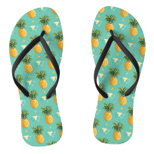 Helle Ananas auf geometrischem Muster Badesandalen
