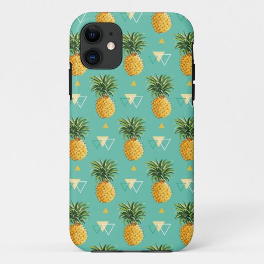 Helle Ananas auf geometrischem Muster Case-Mate iPhone Hülle (Rückseite)