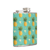 Helle Ananas auf geometrischem Muster Flachmann (Rechts)