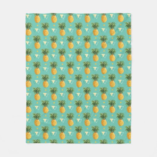 Helle Ananas auf geometrischem Muster Fleecedecke (Vorderseite)