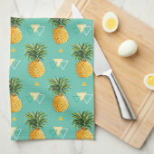 Helle Ananas auf geometrischem Muster Küchentuch (Viertel Falte)